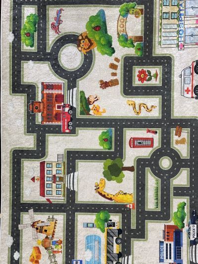 Kids Rug 05 Fly Kid Polyester Mat cIty Roads