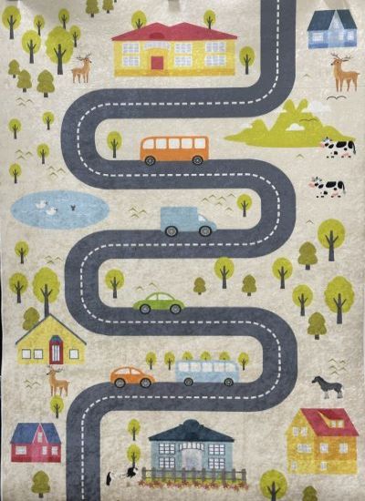 Kids Rug 07 Polyester  Roads animals
