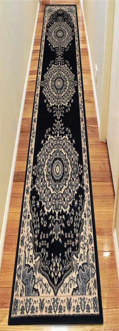 HALL RUNNER 68 SY RY 3104 BLACK 80CM WIDE CONTINUES